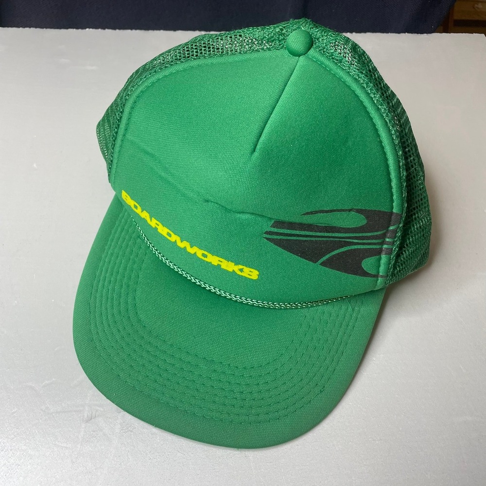 Boardworks Green Mesh Trucker Hat Retro Vintage Style‎ Snapback